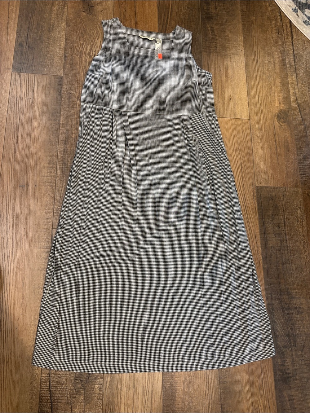 NWT Vintage Eddie Bauer Gingham Linen Blend Shift Summer Dress Black White
